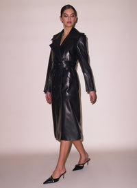 Motor Leather Trench Coat