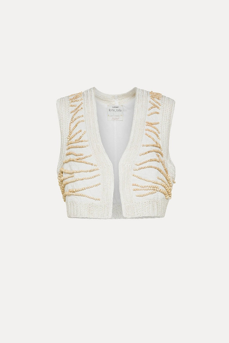 Emotions Embroidery Jacquard Vest White (Final Sale)