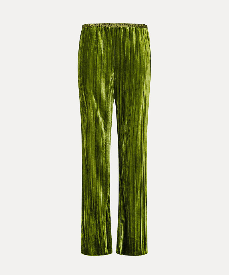 Flared Trousers in Pleated Velvet