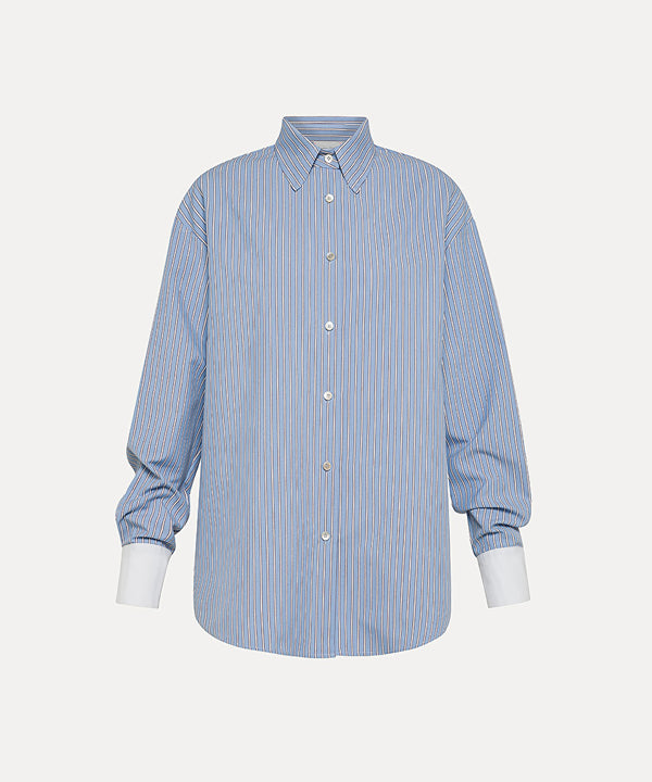 Mannish Shirt in Striped Oxford–Weave Cotton