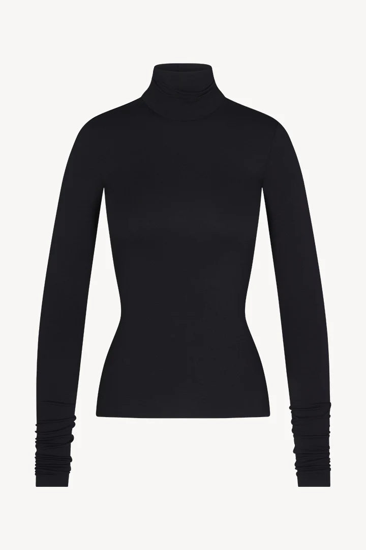 Fitted Turtleneck Top Black