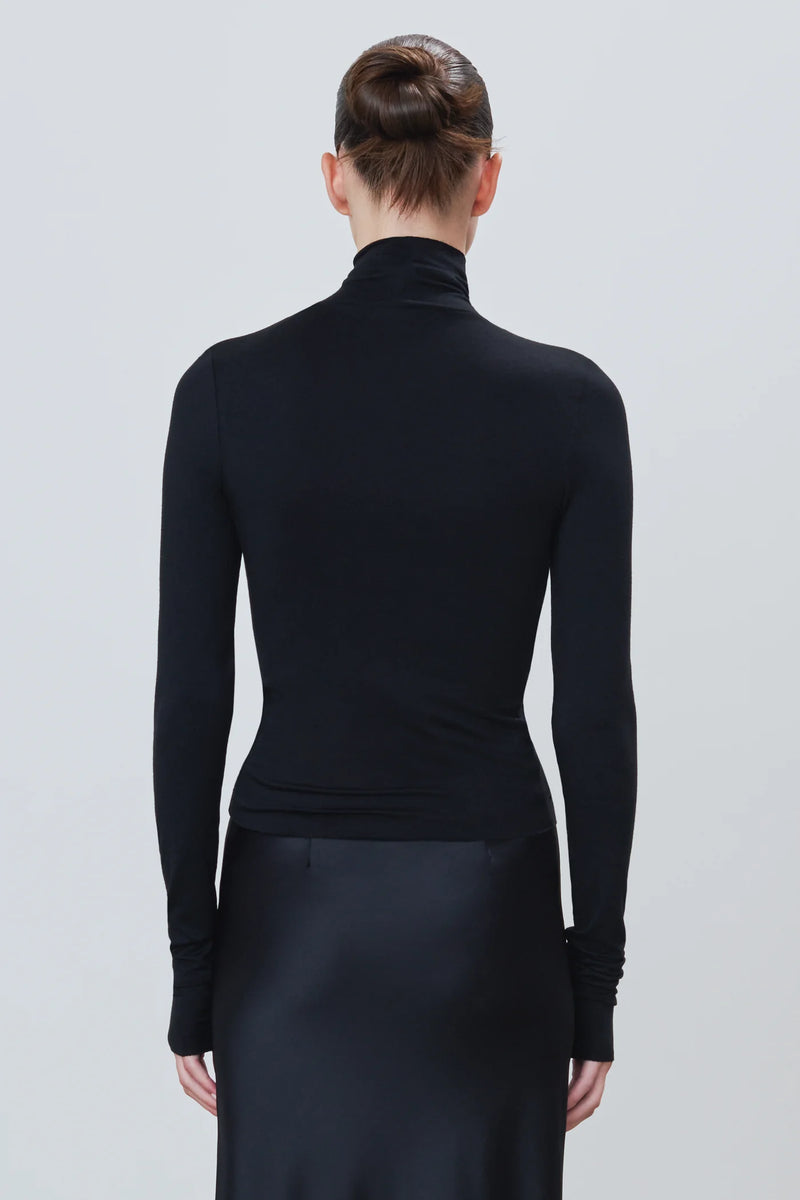 Fitted Turtleneck Top Black