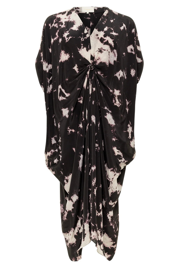 Aisha Kaftan Tie Dye Black-White