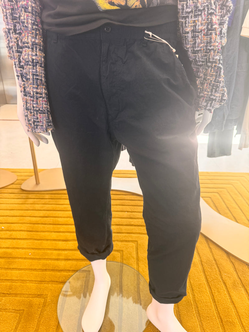 High Density Cotton Hemp Tapered Pants Navy