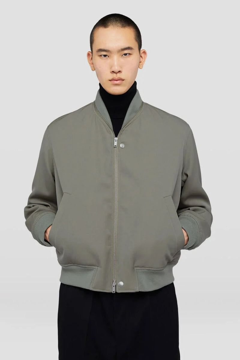 Wool Gabardine Bomber Jacket Slate Green