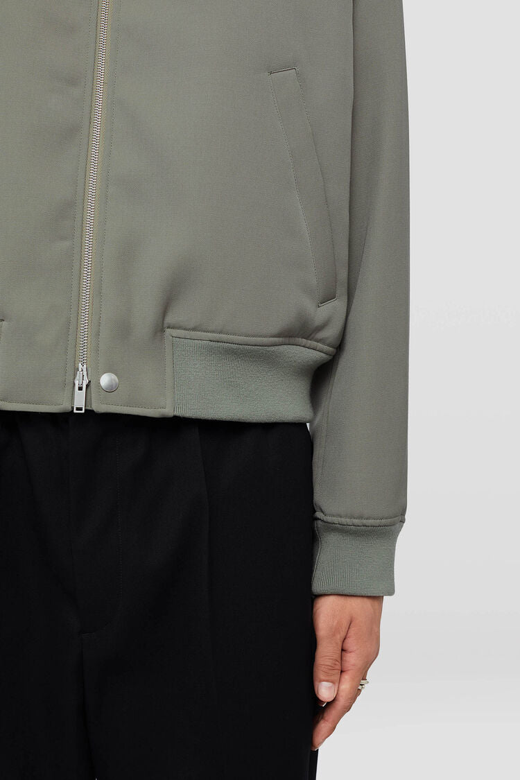 Wool Gabardine Bomber Jacket Slate Green