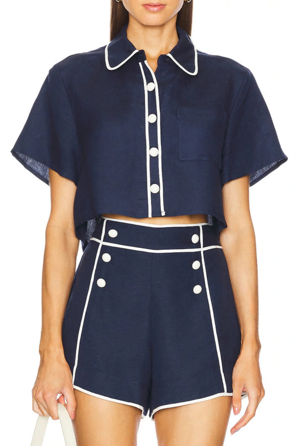 Solange SS Cropped Shirt Midnight