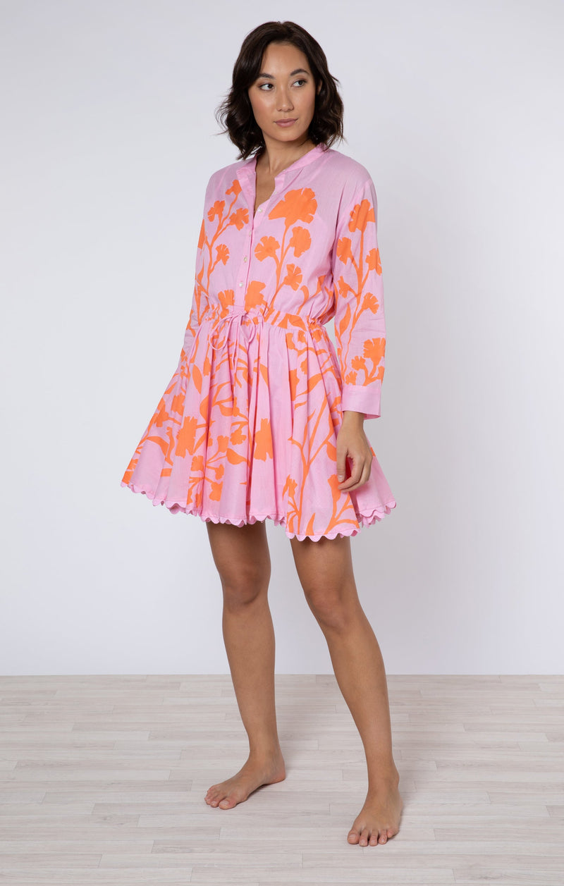 LS Beach Dress Pink-Orange Majorelle Print (Final Sale)