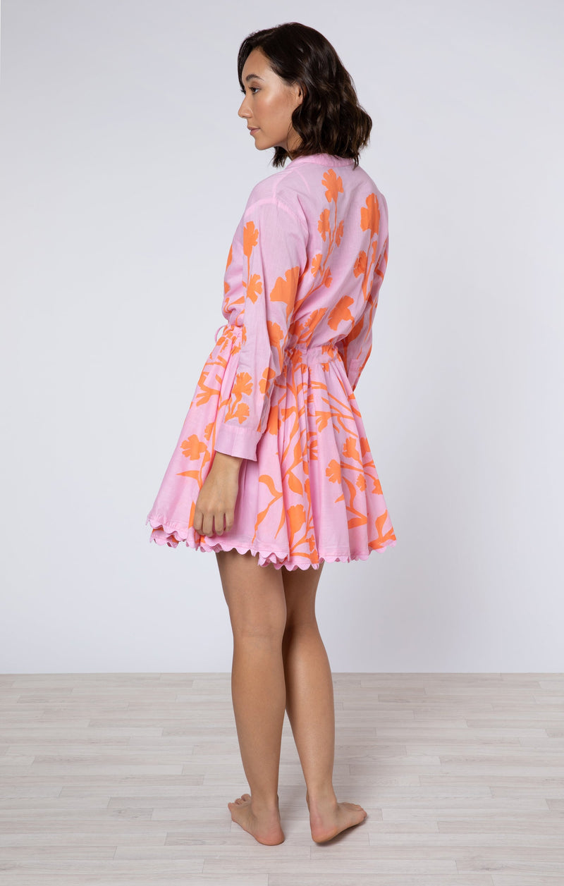 LS Beach Dress Pink-Orange Majorelle Print (Final Sale)