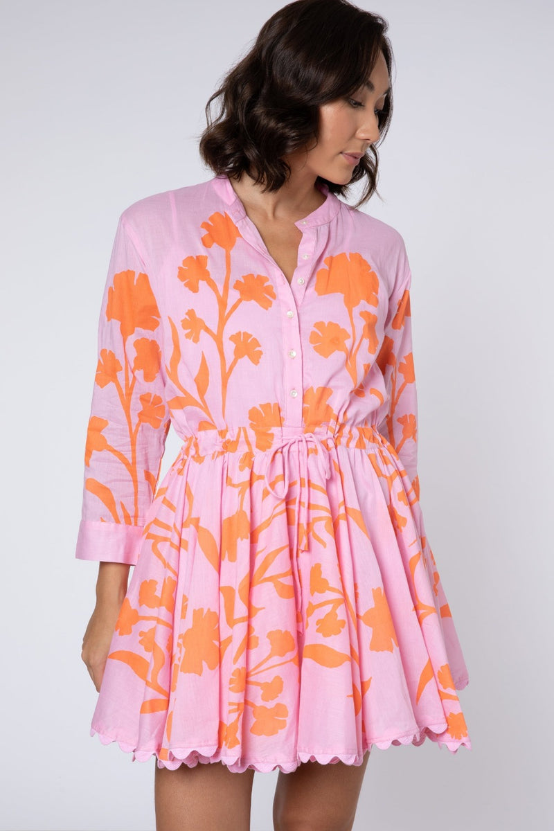 LS Beach Dress Pink-Orange Majorelle Print (Final Sale)