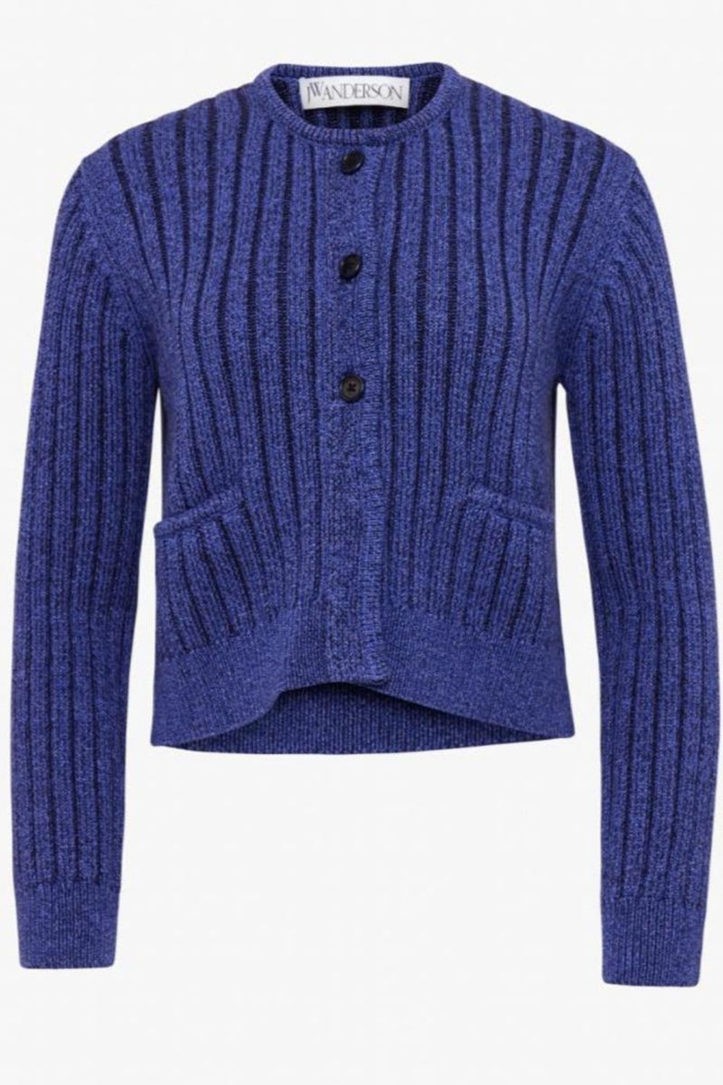 Cropped Buttoned Cardigan Light Indigo