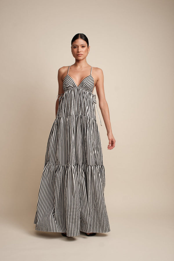 Jalen Dress Black-White Stripe