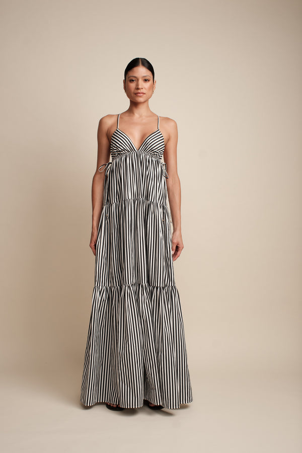 Jalen Dress Black-White Stripe