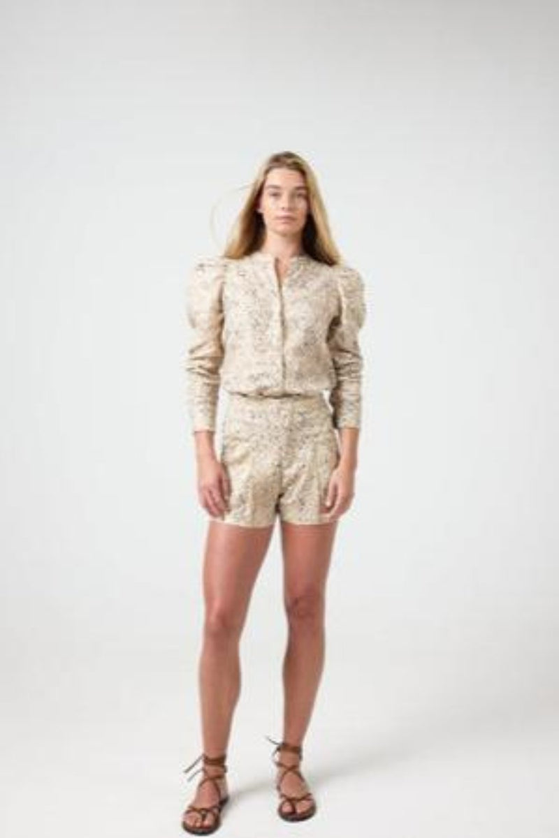 Frida Metallic Linen Shorts Snake