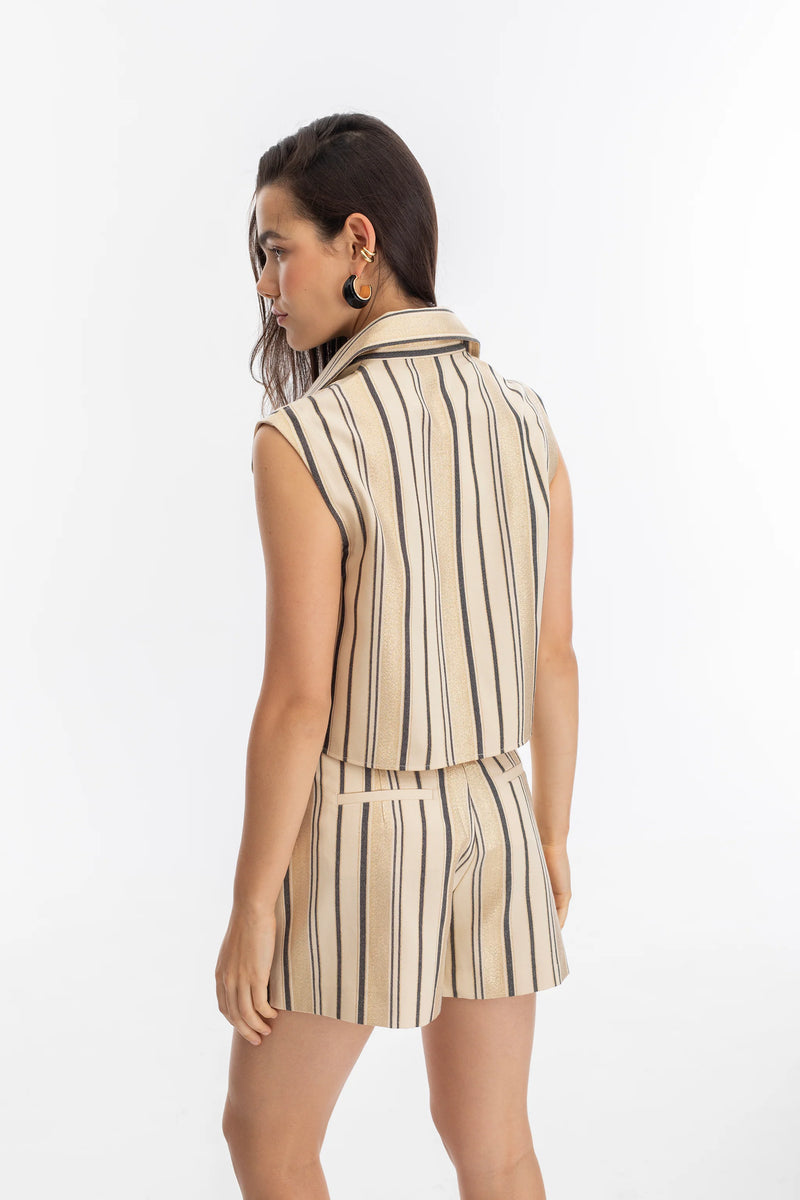 Mumbai Jacquard Top Gold Stripes