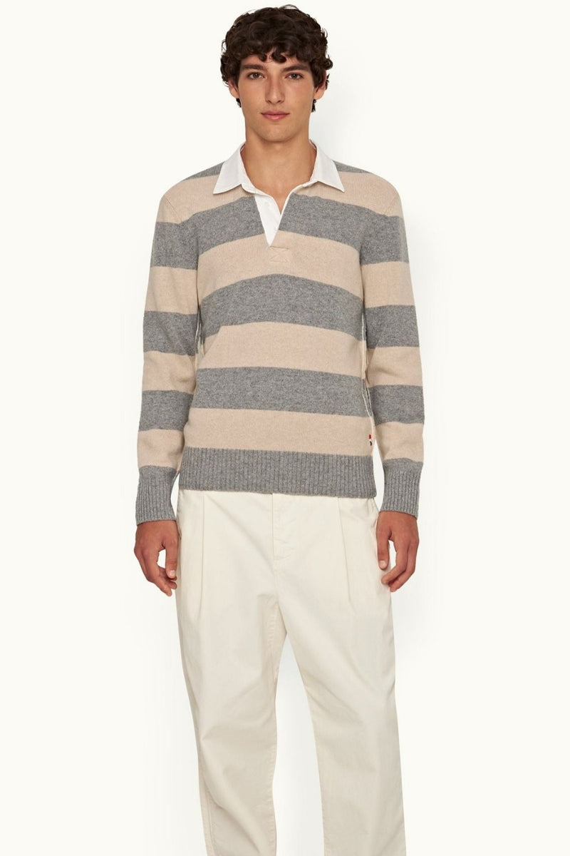 ORLEBAR BROWN Legris Knit Long Sleeve Polo MEN'S KNITWEAR CURIOVIBE, CURIO, FAENA, BAZAAR, MIAMI, SUMMER