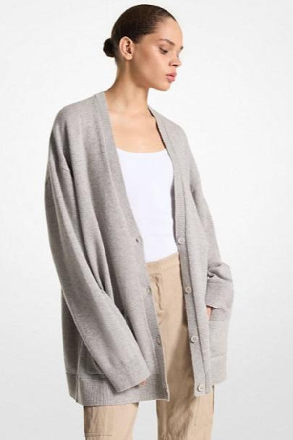 Cashmere Oversized Cardigan Pearl Mélange