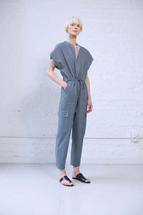 Traci V-Neck Japanese Jumpsuit Denim