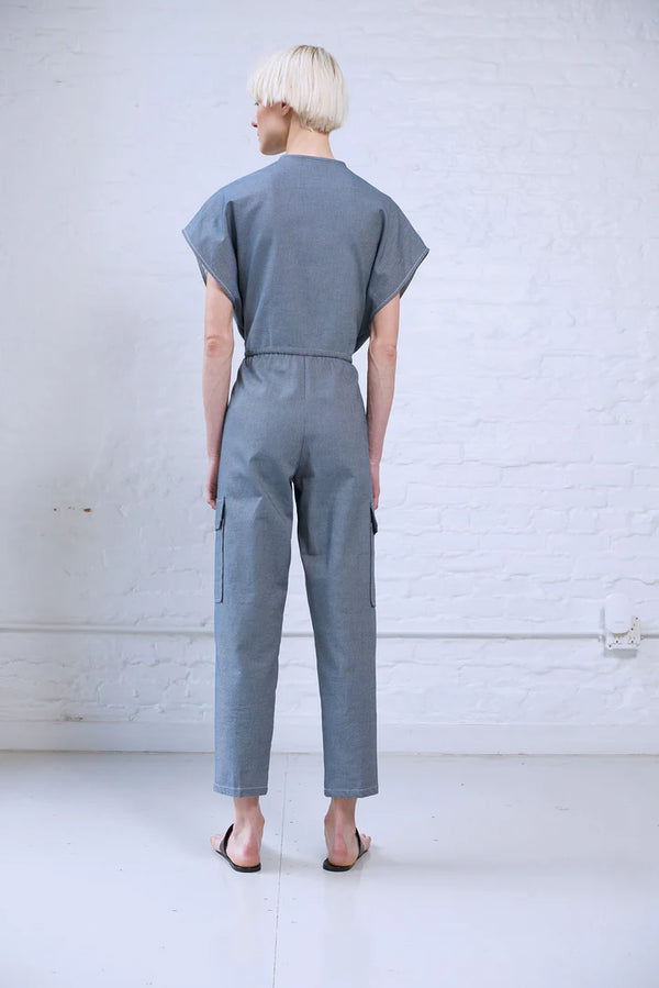 Traci V-Neck Japanese Jumpsuit Denim