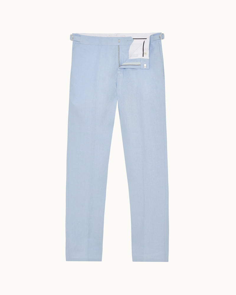 Griffon Italian Linen Springwater Blue Pant