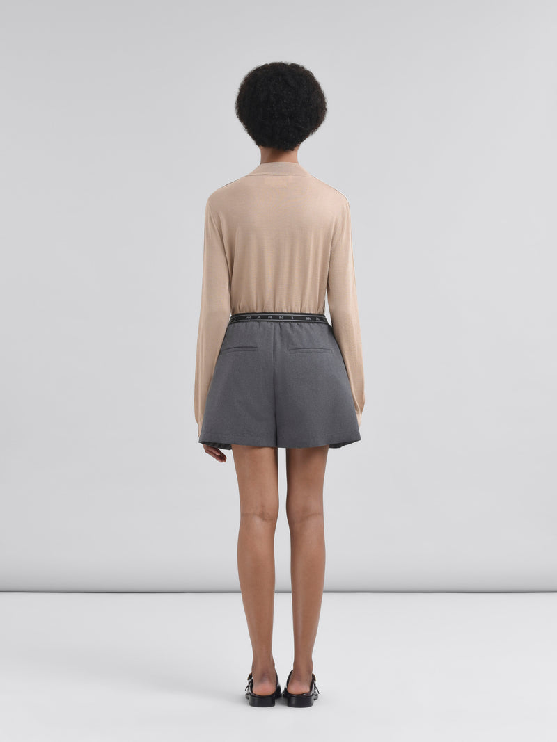 Grey wool shorts with Marni Symbol