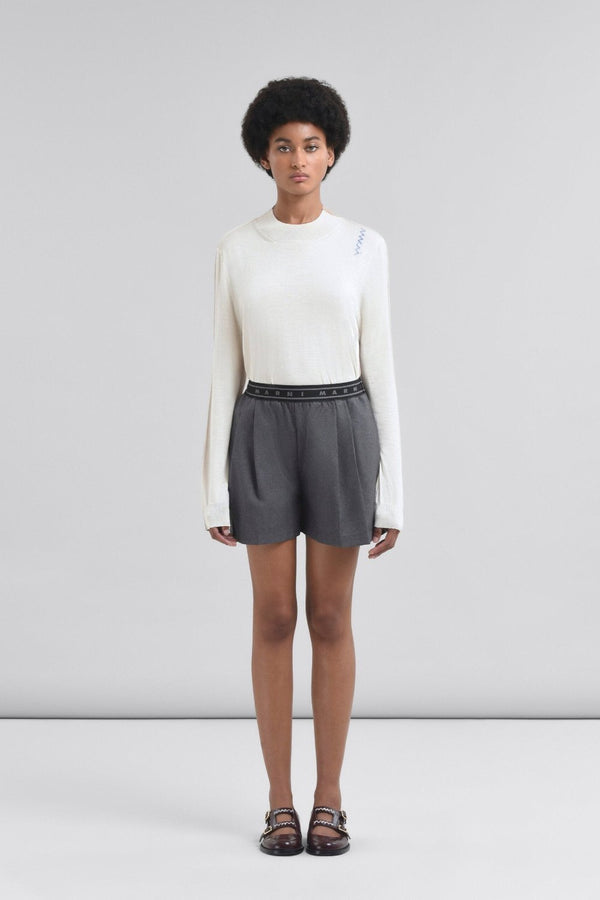 Grey wool shorts with Marni Symbol