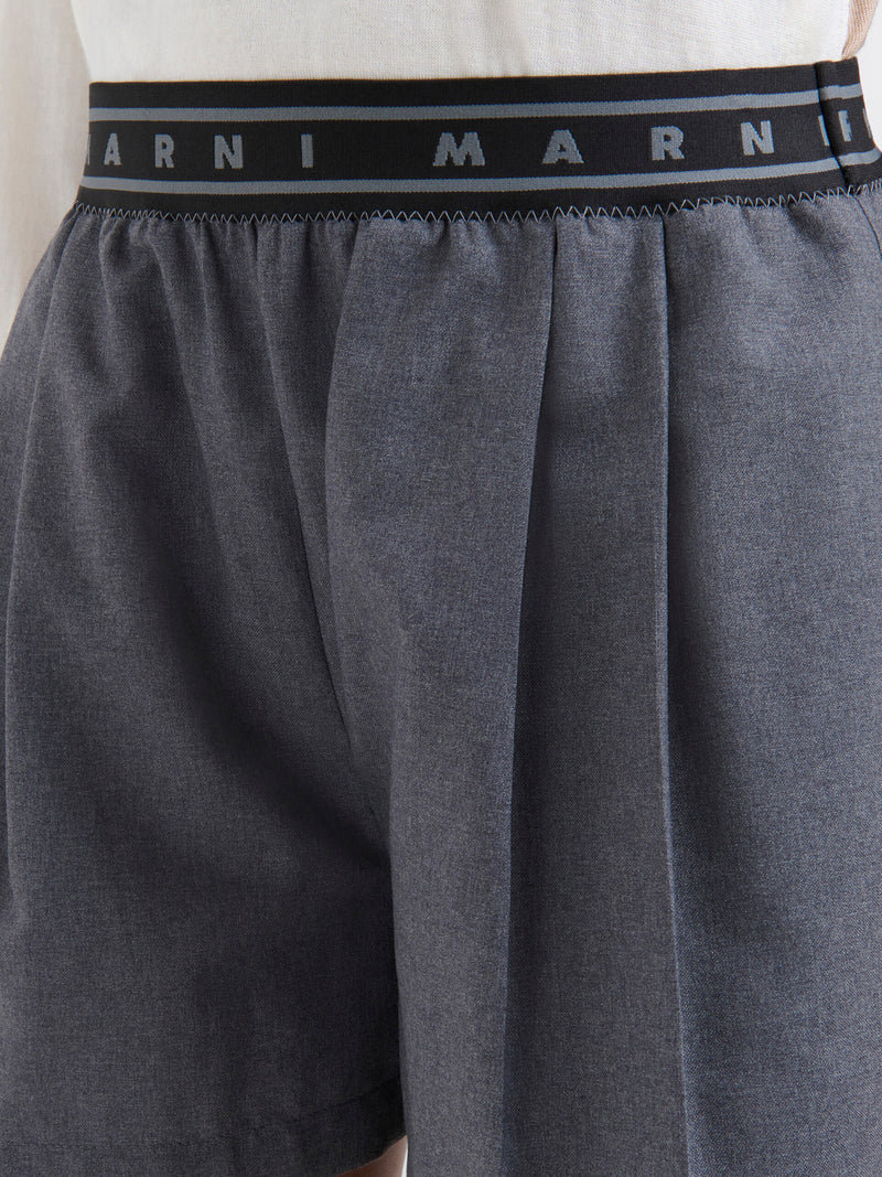 Grey wool shorts with Marni Symbol