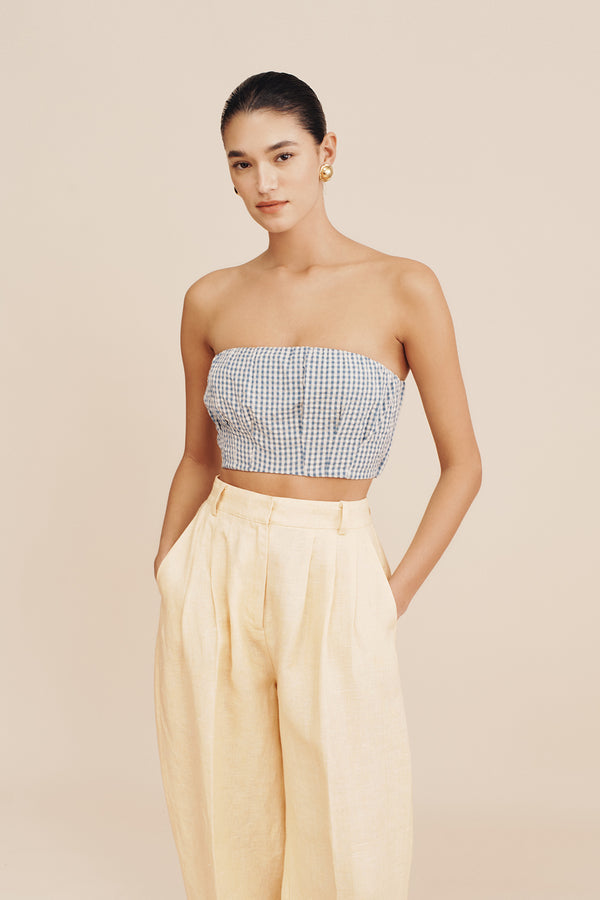 Mira Strapless Crop Top Gingham