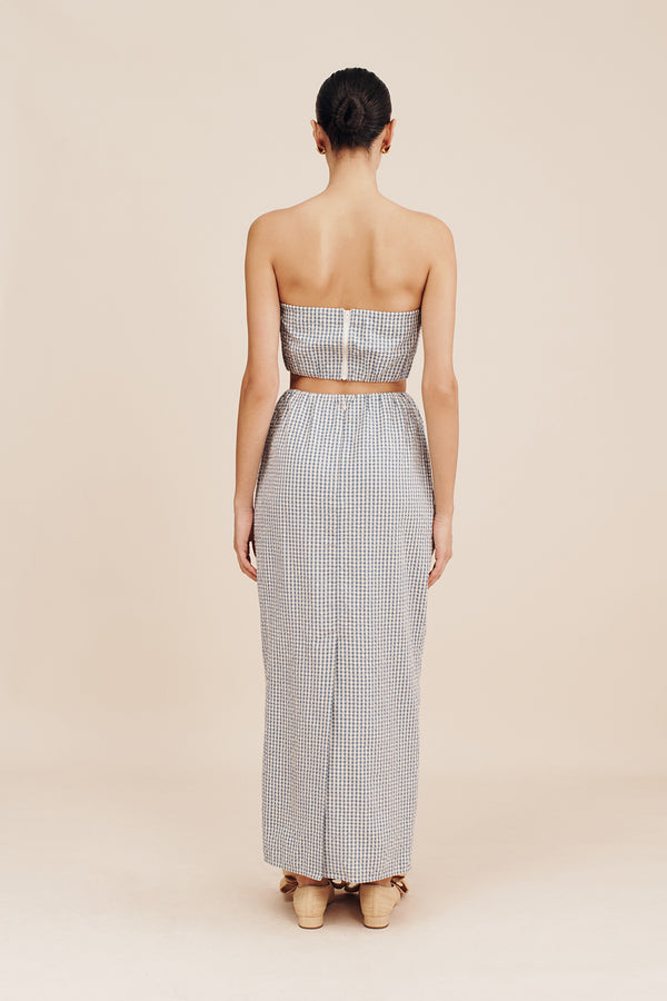 Mira Strapless Crop Top Gingham