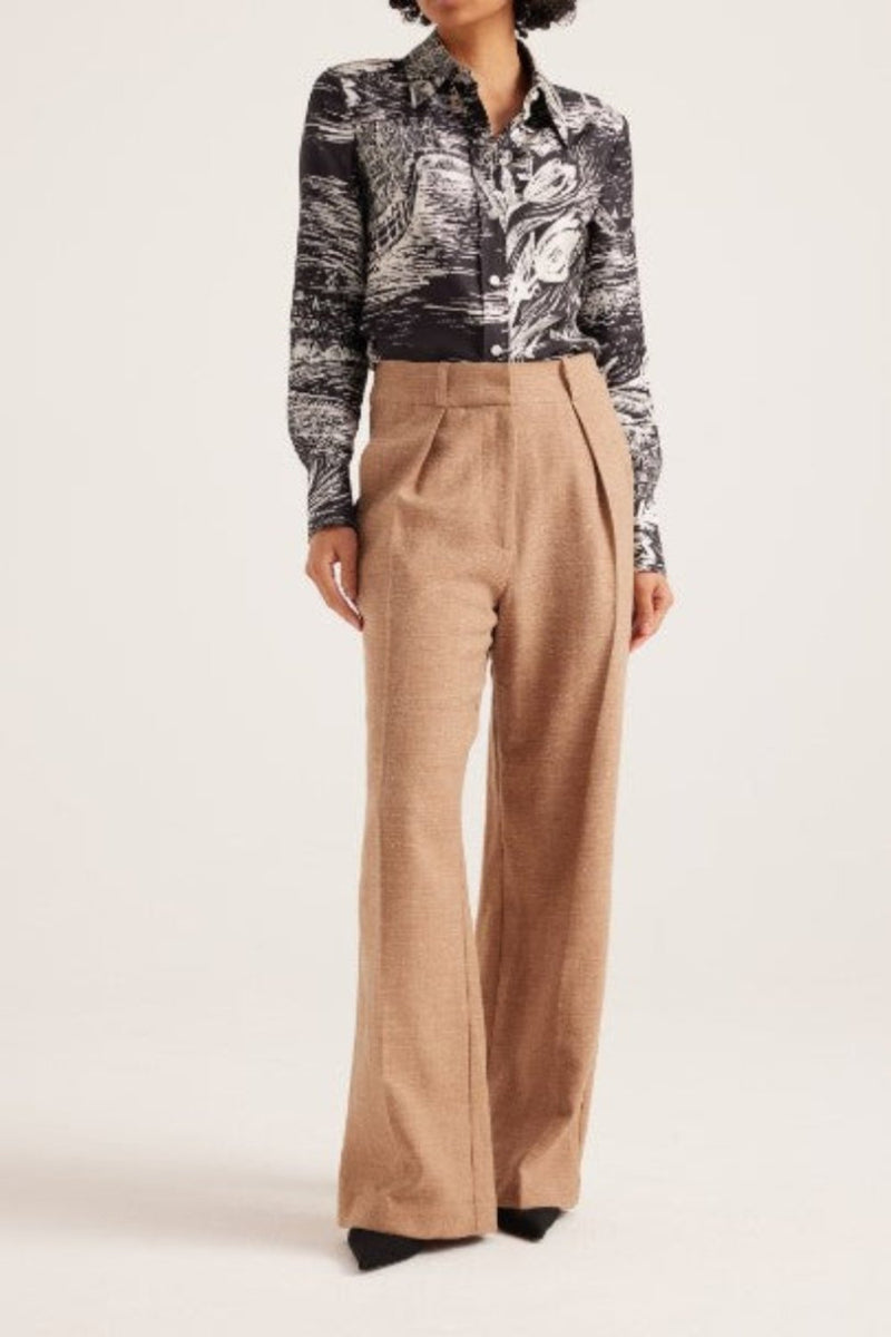 Wide Leg Single Pleated Tailored Trouser