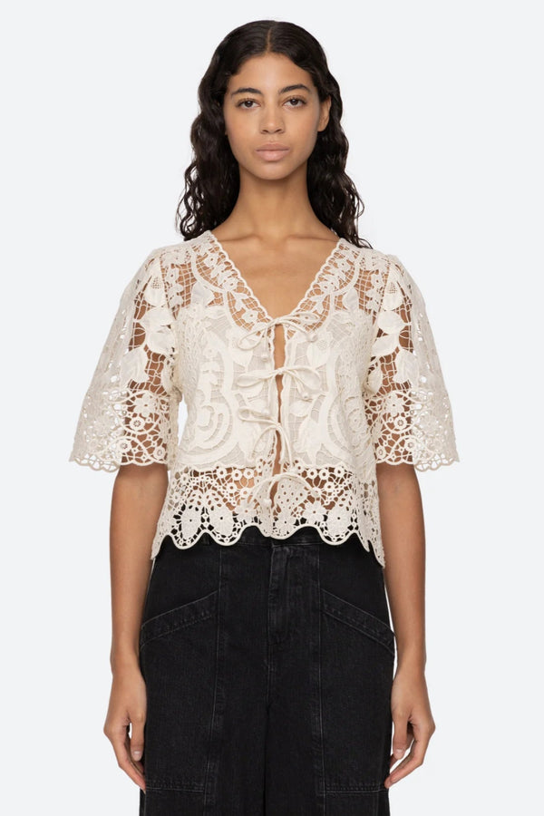 Gianna Lace Tie Front Top