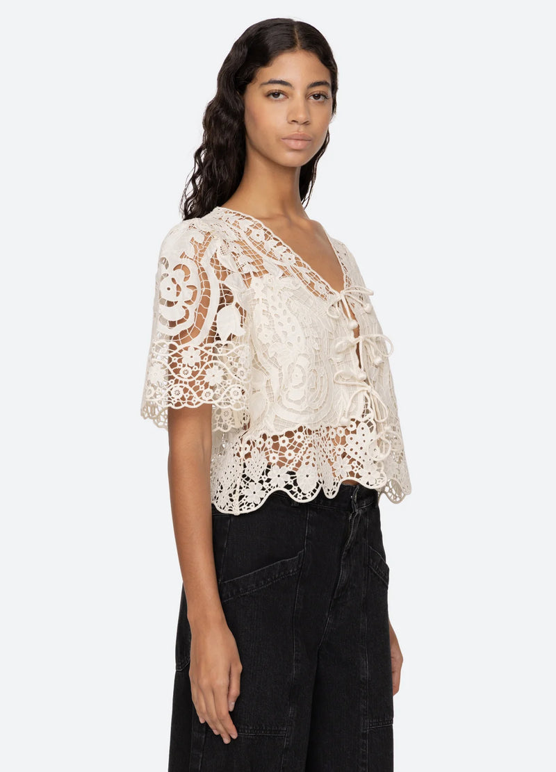 Gianna Lace Tie Front Top