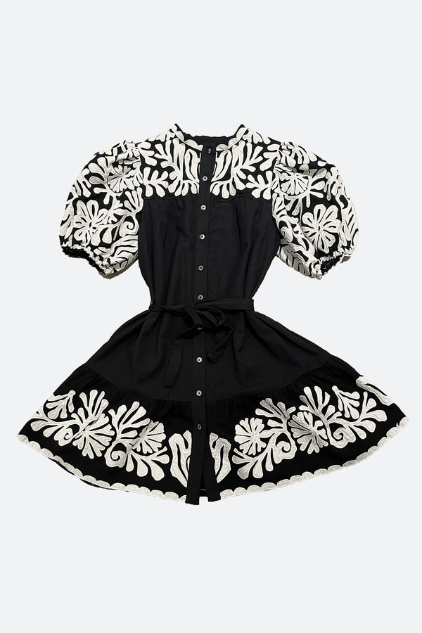 Agathe Applique Puff Mini Dress