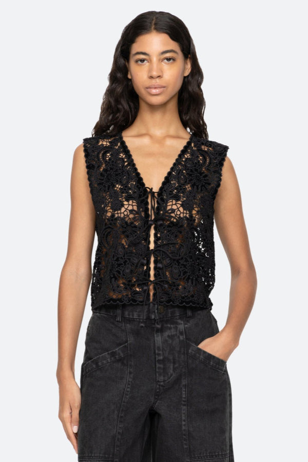 Sabine Embroidered Vest Black