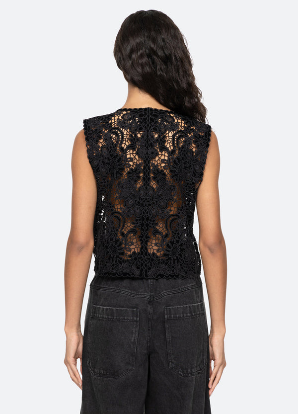 Sabine Embroidered Vest Black