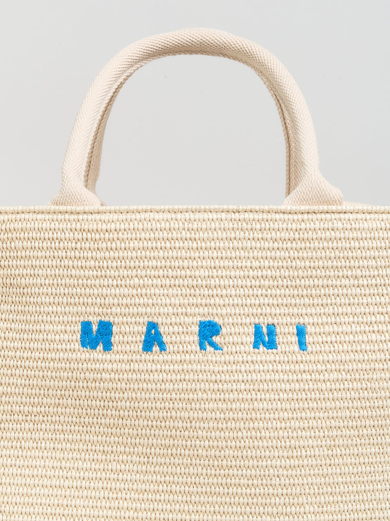 White raffia-effect Large Tote Bag