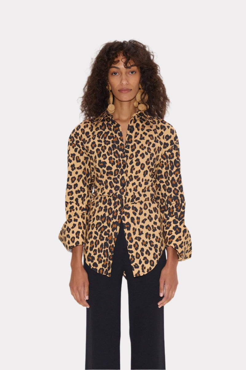 Loch Poplin Button Up Leopard