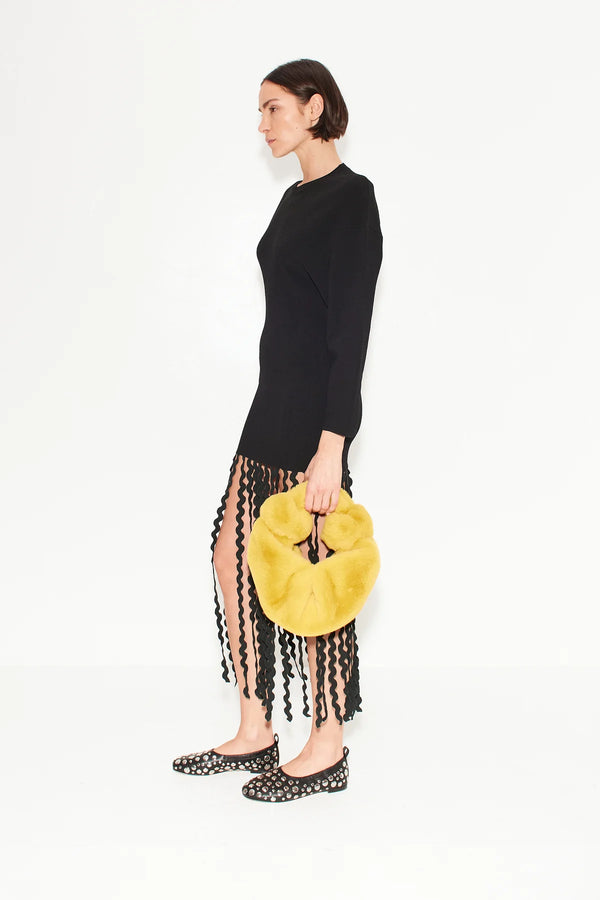 Wallis Knit Fringe Dress  Black