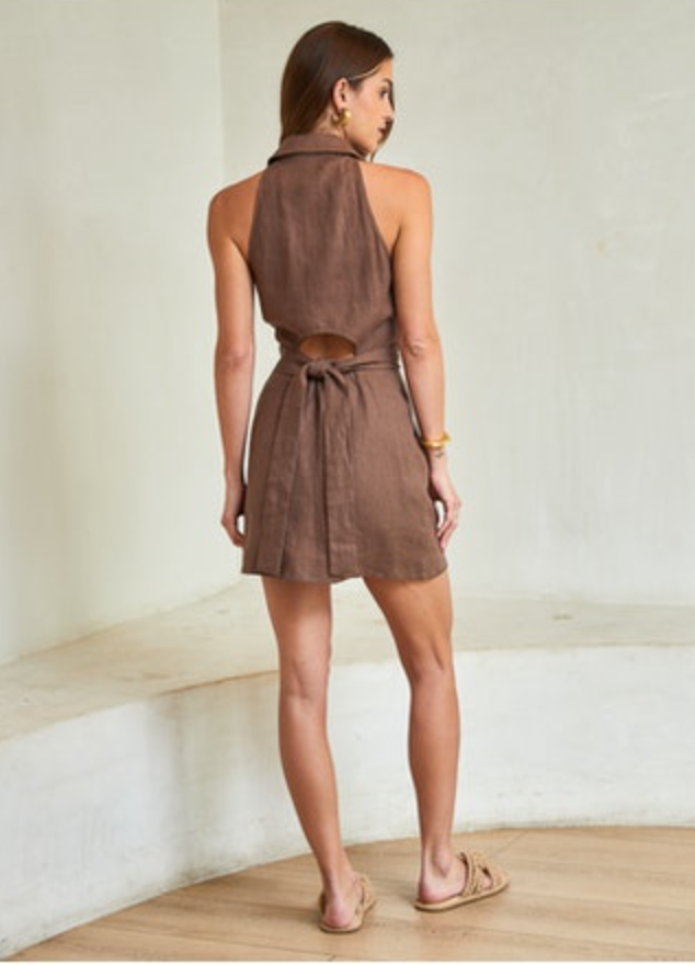 Domino Mini Dress Chocolate