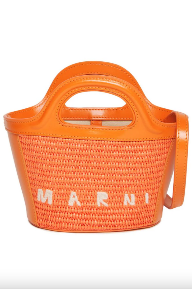 marni Tropicalia orangia rafia crossbody bag top handle 