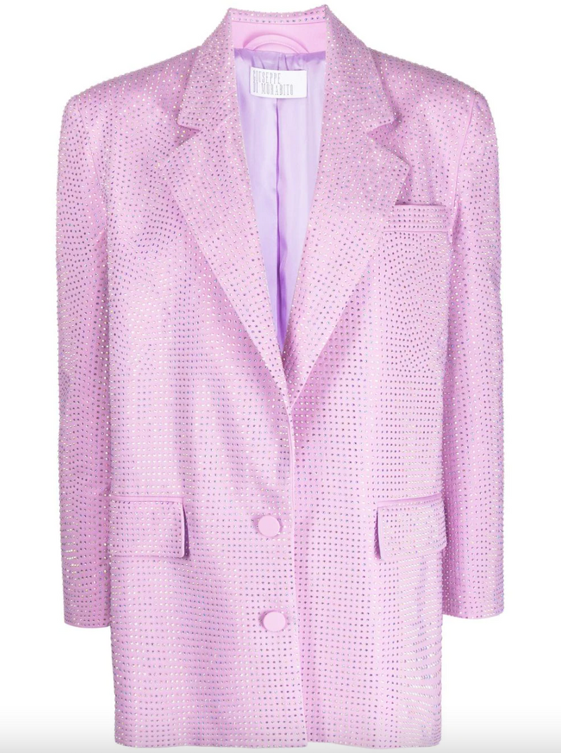 Allover Rhinestone Oversized Blazer Lilac Pink (Final Sale)