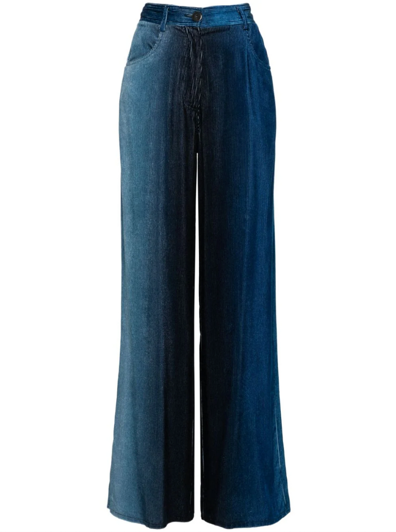 Degrade Denim Velvet Wide Leg Pants