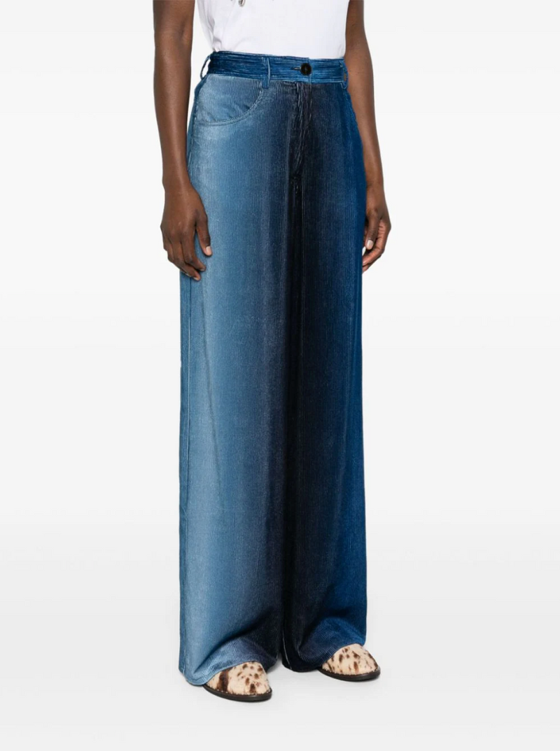 Degrade Denim Velvet Wide Leg Pants