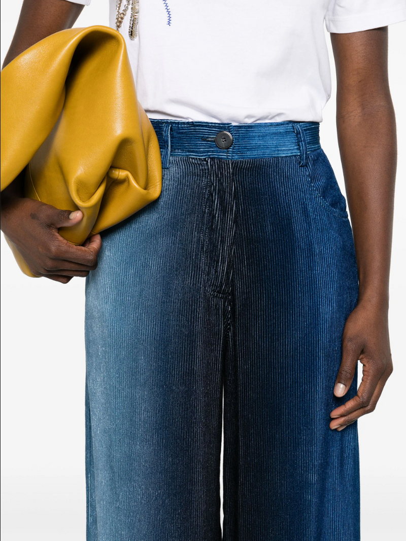 Degrade Denim Velvet Wide Leg Pants