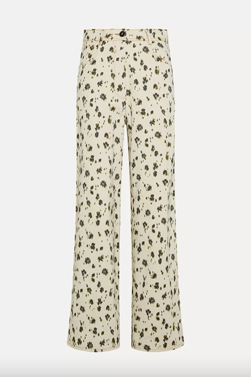 Wide Leg Jeans with a "Les Fleurs Camou" Print