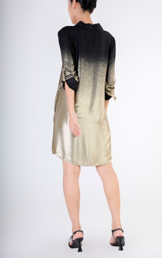 Short Shirtdress in Black to Gold Ombre