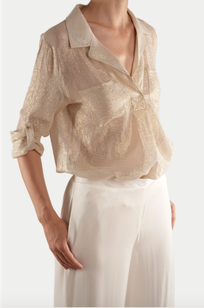 Anne Shirt in Gold Silk Lurex