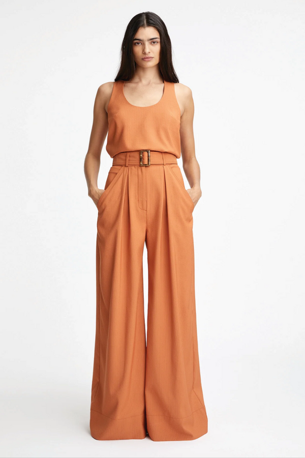 Wide Leg Pleated Pant Pumpkin