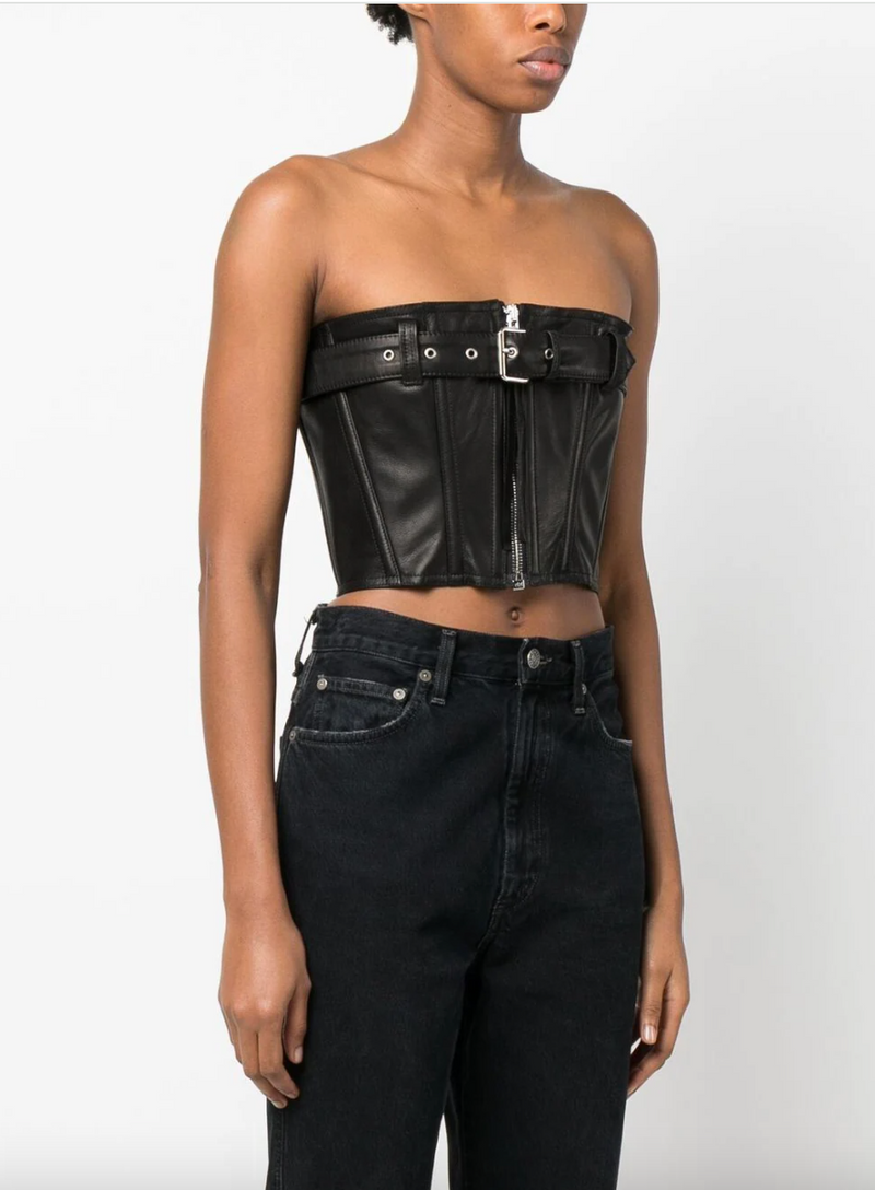 Leather Belted Corset Top