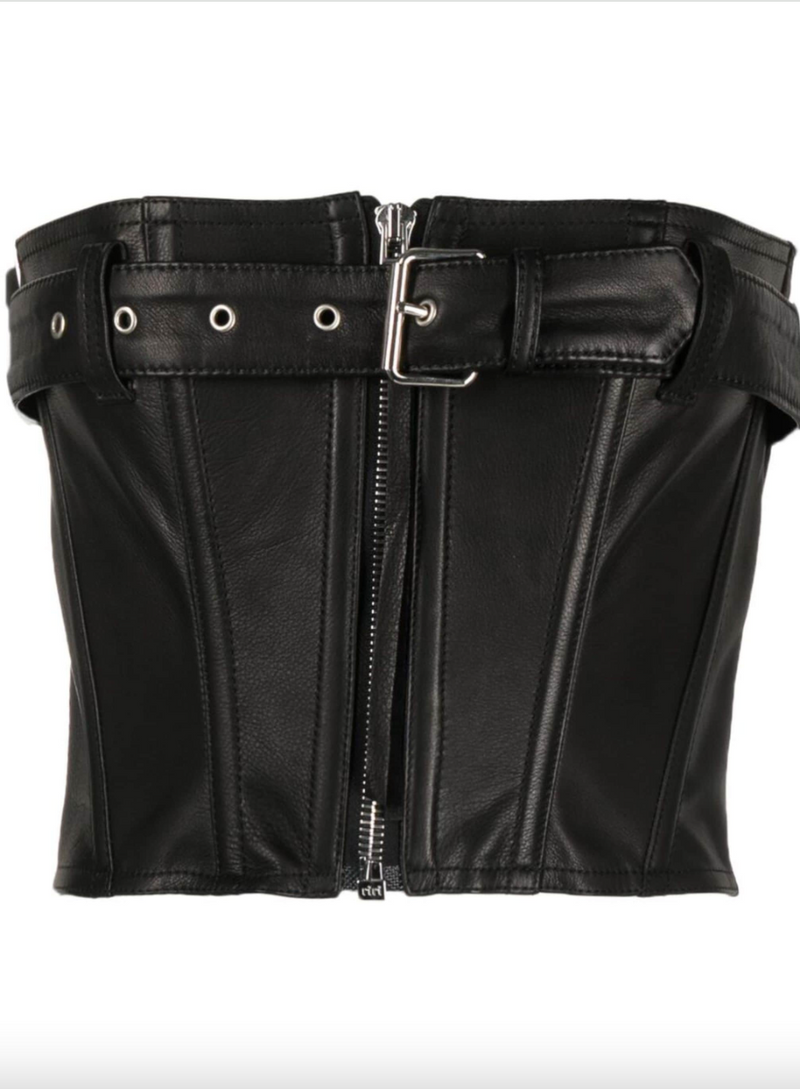 Leather Belted Corset Top